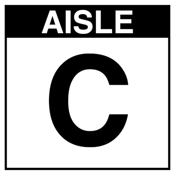 5S Supplies Warehouse Aisle C Sign - 8in x 8in - SINGLE - NONE - PVC AISLE-C-8X8-SINGLE-NONE - main