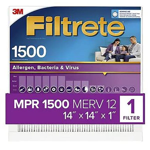 Filtrete Air Filter, 14 in L, 14 in W, 12 MERV, 1500 MPR UP11-4 - main
