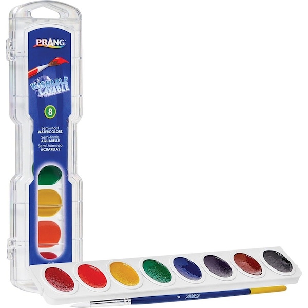Prang Semi-Moist Washable Watercolor Set, 8 Colors Per Set, PK6, Recommended Grade: K+ 80525 - main