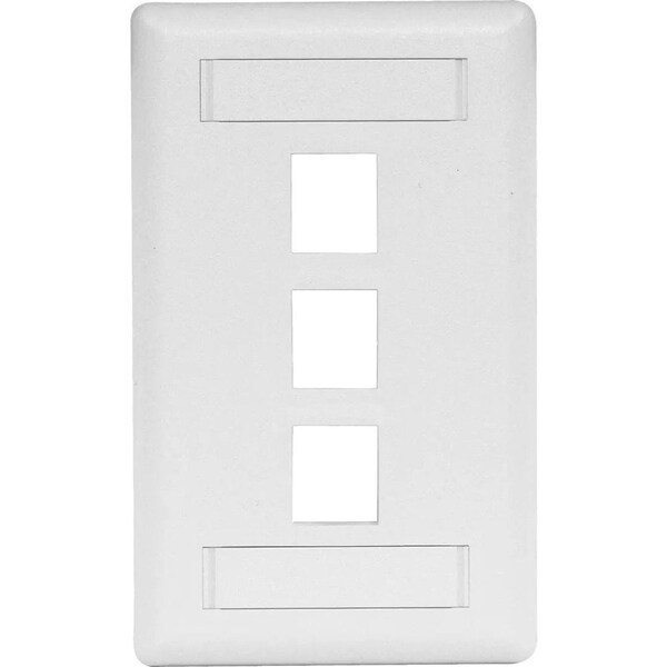 Hubbell Premise Wiring Bryant Faceplate - 3 x Total Number of Socket(s) - 1-gang - White - High Impact Thermoplastic, Plastic IFP13W - main