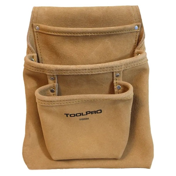 Toolpro Pouch, 3 Pocket Split Leather Nail and Tool Pouch, Leather TP00583 - main