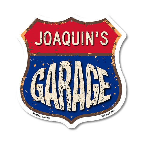 Signmission Joaquin's Garage, 18 Inch X 18 Inch, Plastic Sign SHI-P-18-383-JOAQUIN - main