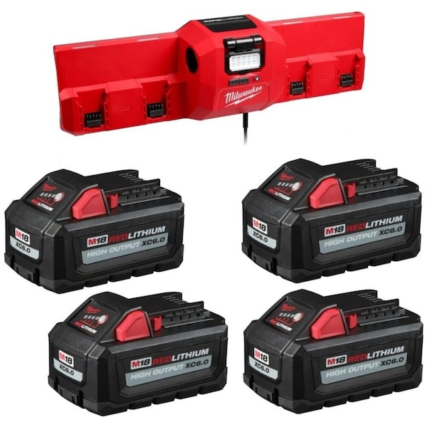 Milwaukee Hand Trucks M18 & M12 Rapid Charger & (2) XC6.0 Battery Pack 2 Pack Bundle MKE-BDL-11511 - main