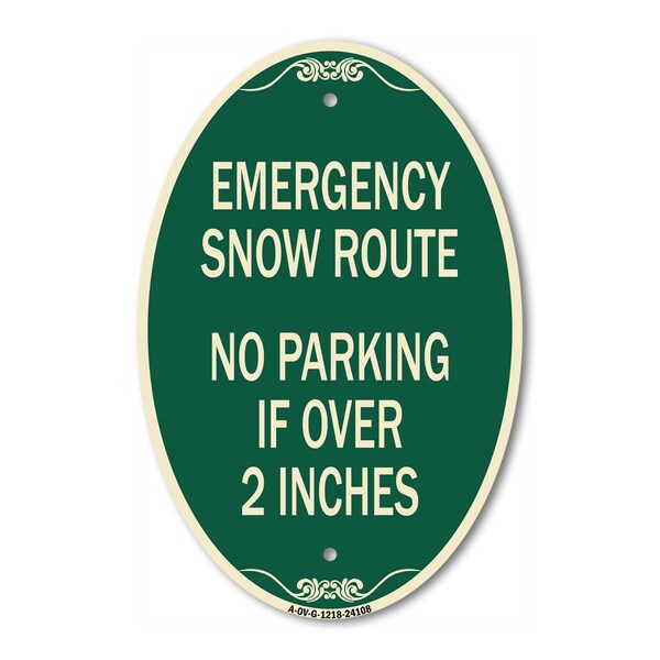 Signmission Emergency Snow Route No Parking Emergency Sno, 12 In X 18 In Architectural, Heavy Gauge Aluminum A-OV-G-1218-24108 - main