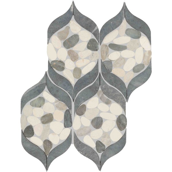 Daltile Pebble Oasis Natural Stone Petal Pebble Mosaic 15in x 11in in Tumbled Harbor, 11PK PB29PETLPBLMSTM - main