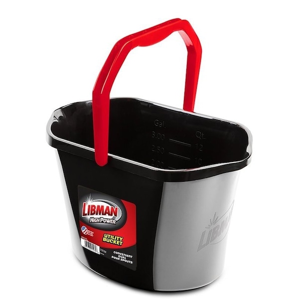 Libman Libman Oval Utility Bucket, 3.5 gal Capacity, 15.81 in Dia, Polymer, Black 1272 - main