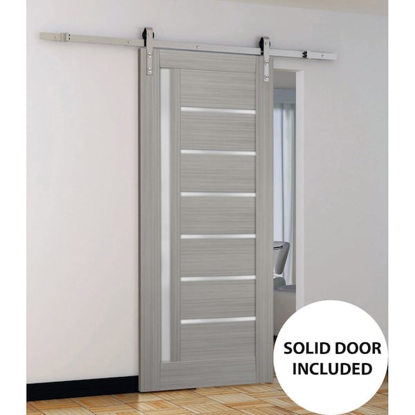 Sartodoors Barn Interior Door, 18" x 80", Gray QUADRO4088BD-S-SSS-18 - main