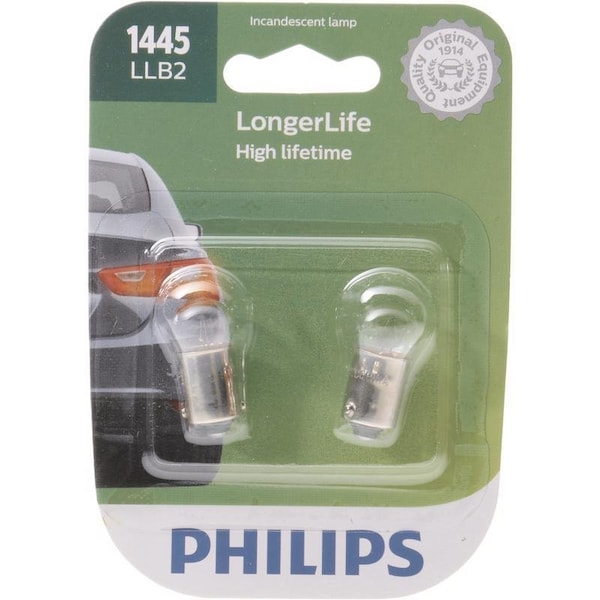 Philips LongerLife Incandescent Parking/Stop/Tail/Turn Miniature Automotive Bulb, 2PK 1445LLB2 - main