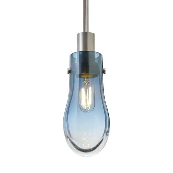 Besa Lighting Wish Cord Pendant, Blue/Clear, Satin Nickel Finish, 1x3W LED Edison 1JT-WISHBL-EDIL-SN - main