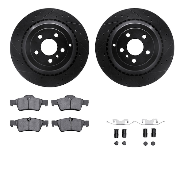 Dynamic Friction Co DFC Rotors-Drilled & Slotted-Black w/ EURO 5000 Ceramic Brake Pads Incl Hdw 8612-63083 - main