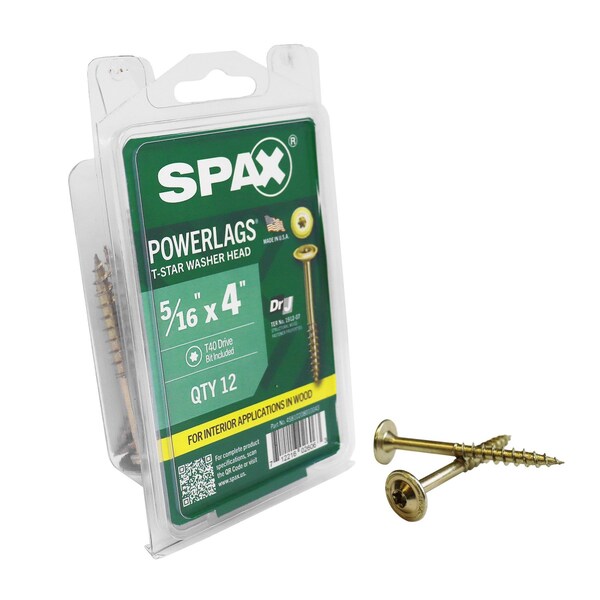 Spax 5/16 in x 4 in Interior Structural Wood Lag Screws Powerlags Washer Head T-Star, 12PK 45810208010043 - main