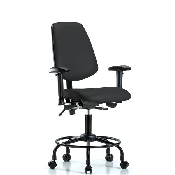 Blue Ridge Ergonomics Desk Chair Adjustable Arms, 21" to 26" Height, Vinyl, Black BR-VDHCH-MB-RT-T1-A1-RC-8540 - main