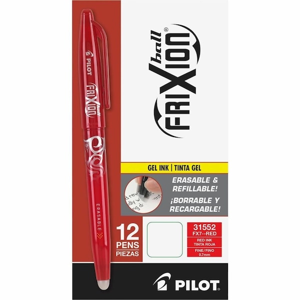 Pilot FriXion Ball Erasable Gel Pen, Fine, 0.7mm, Red Barrel/Ink 31552 - main