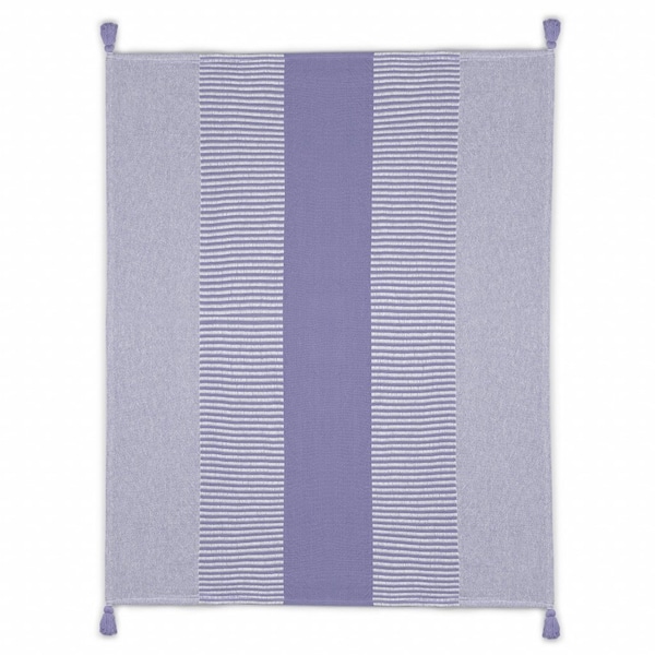 Homeroots 50" X 60" Purple Woven Cotton Striped Throw Blanket with Tassels 516601 - main