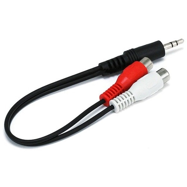 Monoprice 6inch 3.5mm Stereo Plug/2 RCA Jack Cable - Black 666 - main