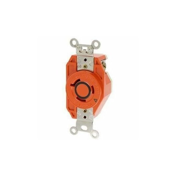 Leviton Locking Receptacle, L9-20R, 20 A, 600V AC, 2 Pole, Flush Mount, Screw Terminals, Orange 2350-IG - main