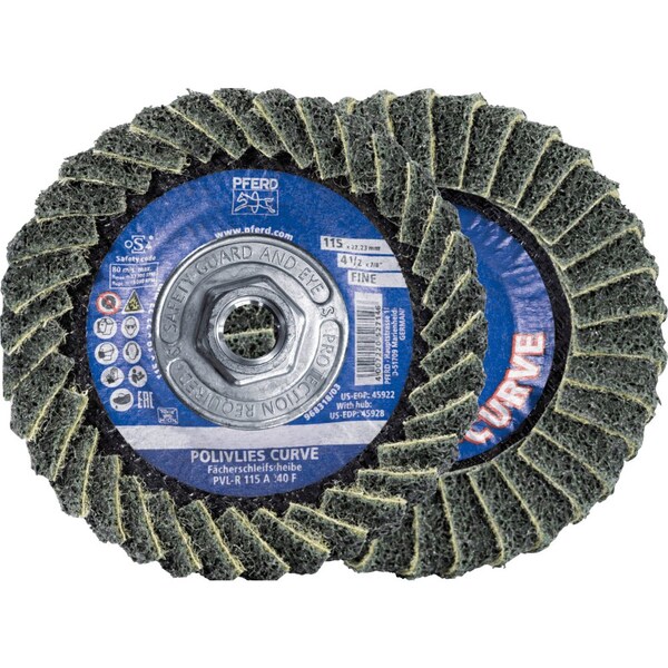 Pferd PFERD Flap Disc, PVL-R, POLIVLIES CURVE, 4-1/2in x 5/8-11, Fine, Aluminum oxide 45928 - main