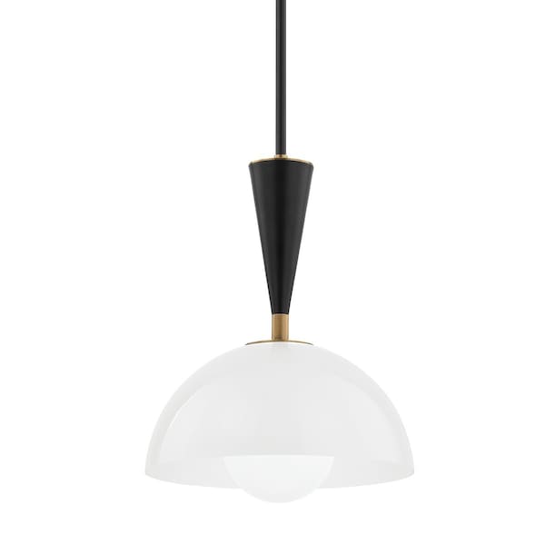 Troy Lighting Payson 1 Light Pendant 12 In. Patina Brass F1512-PBR/SBK - main
