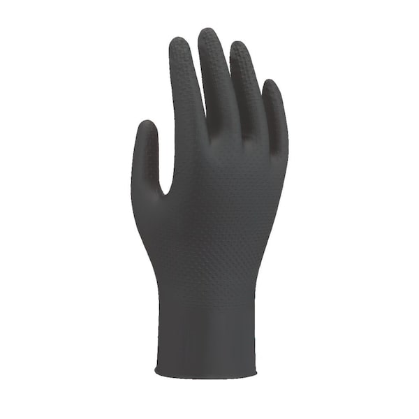 Showa Disposable Gloves, 8 mil Palm, Nitrile, Powder-Free, (AQL) 1.5, 100 PK, Black, S 709B-S - main