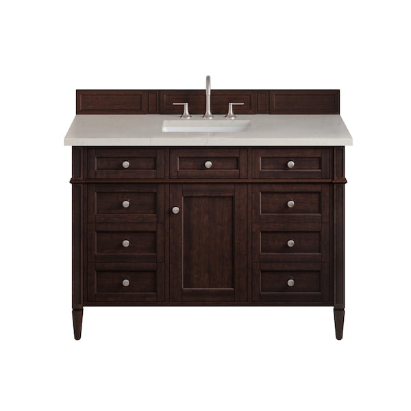 James Martin Vanities Brittany 48" Sgl Vanity, Burnished Mahogany, w/3 CM Siberian Silestone Top w/FreePower WirelessCharge 650-V48-BNM-FSFR - main