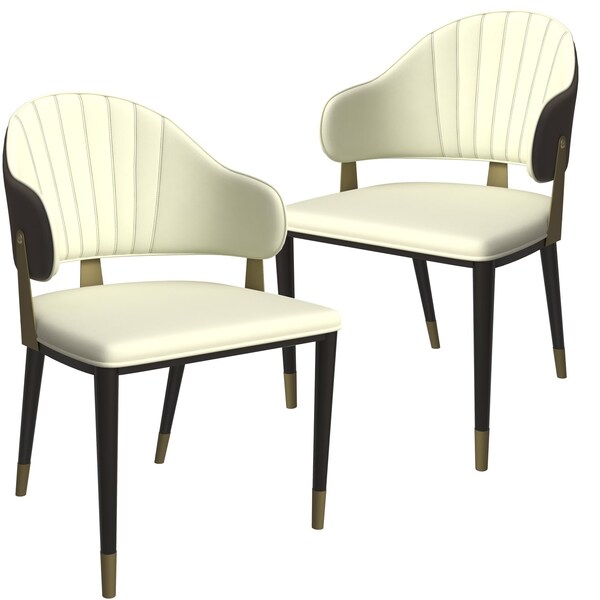 Leisuremod Aria Modern Dining Chair in Leather and Iron Legs with Curved Back in Black, 2PK AC45BL2 - main