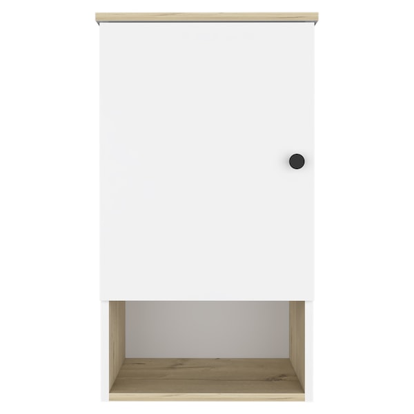 Homeroots 16" Natural Wood Floating Single Door Bathroom Vanity And Medicine Cabinet 543574 - main