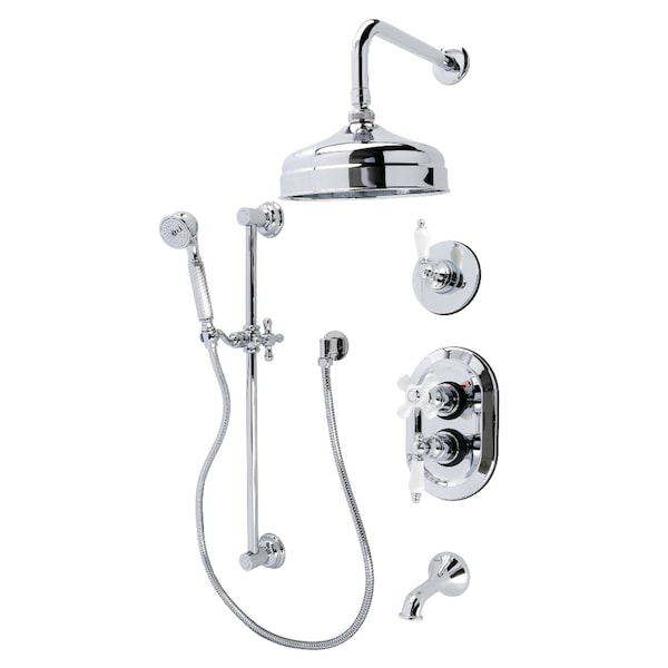 Kingston Brass Thermostatic Tub and Shower System, Polished Chrome KSK36310PL - main