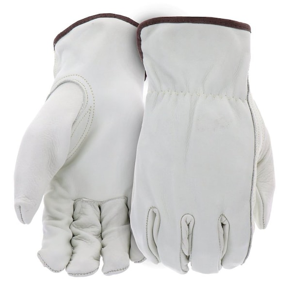 Boss Work Gloves, Men's, L, 8 to 8-3/8 in L, Keystone Thumb, Slip-On Cuff, Cowhide Leather, Natural B81192-L - main