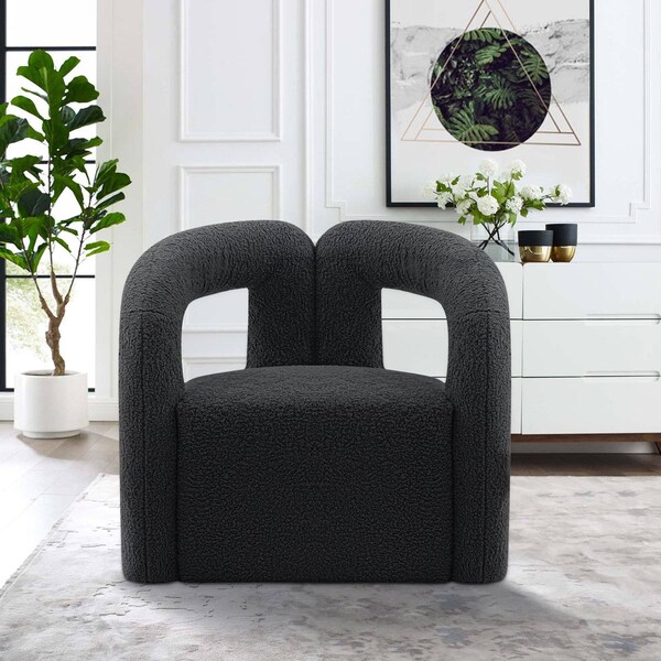 Manhattan Comfort Modern Darian Boucle Accent Chair in Black AC061-BK - main