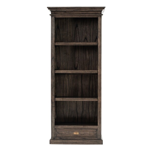 Homeroots 75" Brown and Black Wood Four Tier Bookcase 397666 - main