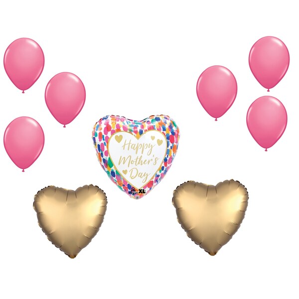 Loonballoon Mother's Day Theme Balloon Set, Standard Size Heart Shape Mother's Day Satin Colorful Watercolor LB-87776 - main