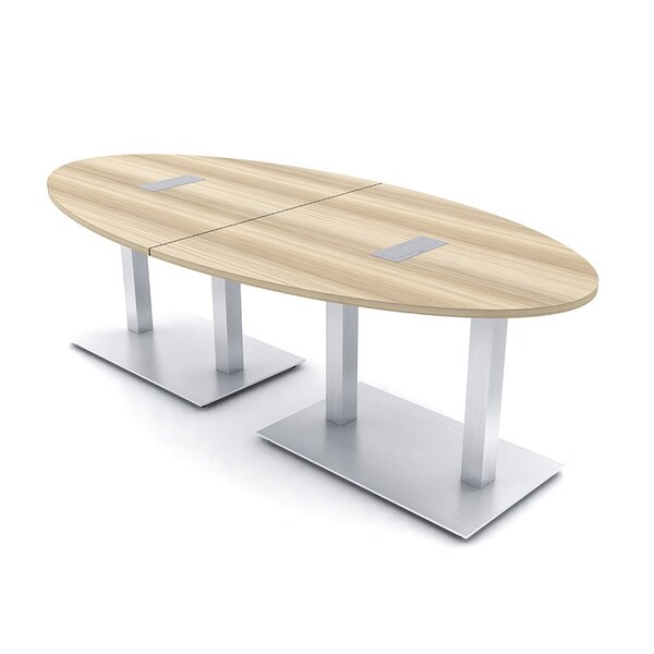 Skutchi Designs Oval Conference Table With Power Unit, 48 in W, 96 in L, Brown HAR-OVL-48X96-DOU-K525-ESIL - main