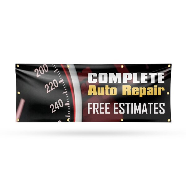 Signmission Complete Auto Repair Free Estimates, 36 Inch x 96 Inch, Vinyl Banner B-96-30526 - main