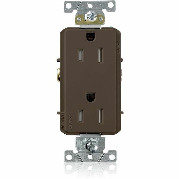 Leviton Straight Blade Receptacle, 5-15R, 15 A, 125V AC, 2 Pole, 3 Wire, Flush Mount, Grounded TDR15 - main