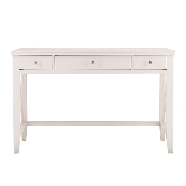 Homeroots 48" White Poplar Solid Wood Writing Desk With Three Drawers 402066 - main