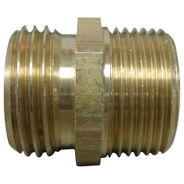 Landscapers Select Hose Adapter, 3/4 x 3/4 x 1/2 in, MHT x MIP x FIP, Brass, Brass, For: Garden Hose PMB-466LFBC - main
