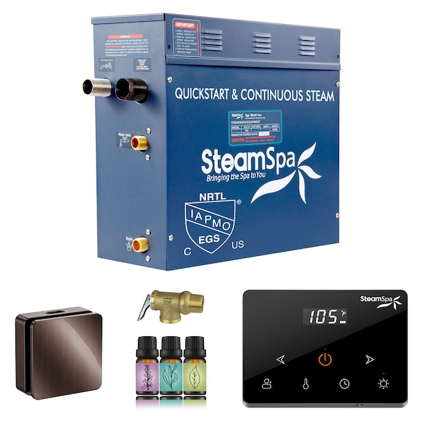 Steamspa Oasis Series 7.5KW Steam Bath Generator w/ Continuous Steam Plus Wireless Handheld Control in ORB OAWS750OB - main