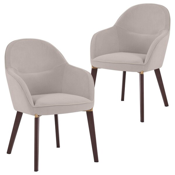 Leisuremod Elias Dining Chair Upholstered in Leather Velvet and Powder Coated Iron Legs, 2PK EDC21LGR-2 - main