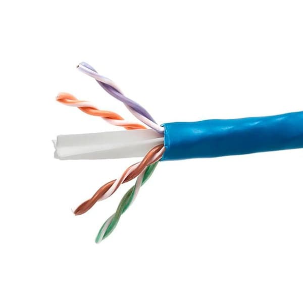 Monoprice Cat6 1000ft Blue CMP UL Bulk Cable Solid w/spine UTP 23AWG 550MHz Pure Bare Copper Reelex 44492 - main