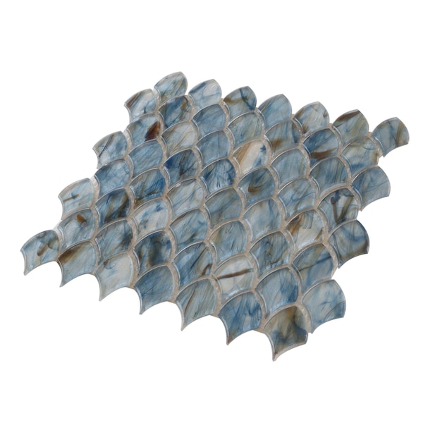 Apollo Tile Majeste 10.8 in. x 11.3 in. Glossy Blue Glass Mosaic Wall and Floor Tile 8.48 sq. ft./case, 10PK APLASL8804A - main