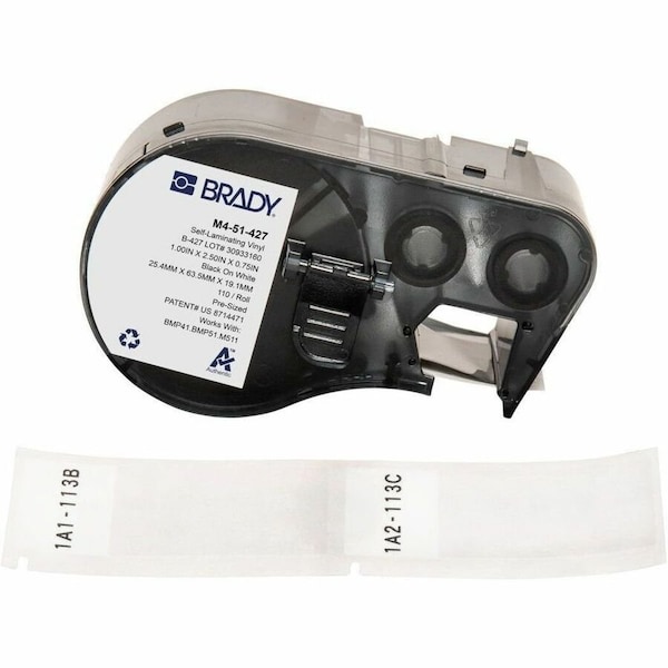 Brady Wraparound Label, White, Vinyl, 1 in W M4-51-427 - main