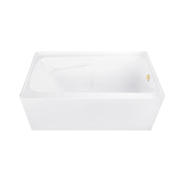 Kingston Brass 54" Acrylic Rectangular 3-Wall Alcove Tub Combo w/ Armrests in Glossy White/Polished Brass CVTAP543023R2 - main