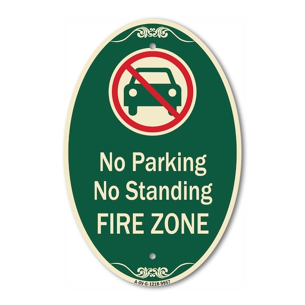 Signmission No Parking Private Property Green & Tan, 12 Inch X 18 Inch Architectural Oval, Heavy Gauge Aluminum A-OV-G-1218-9957 - main