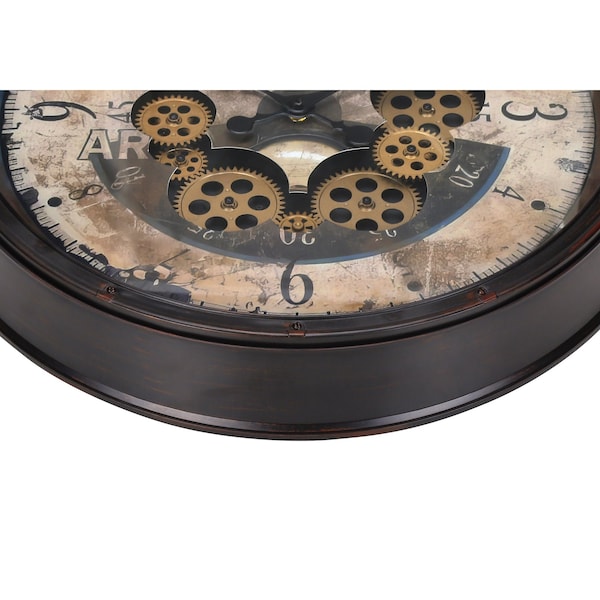 Monarch Specialties Clocks, 20'' Round, Gear Mechanism, Wall Clock, Brown, Transitional I 9061 - main