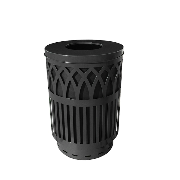 Witt Industries Black Outdoor Receptacle with Laser Cut Design with Flat Top COV40P-FT-BK - main