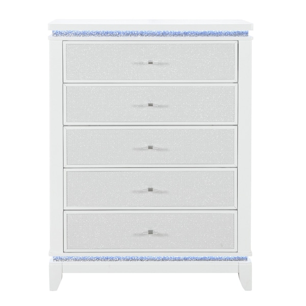 Homeroots 36" White Wood Lighted Five Drawer Dresser 633693 - main