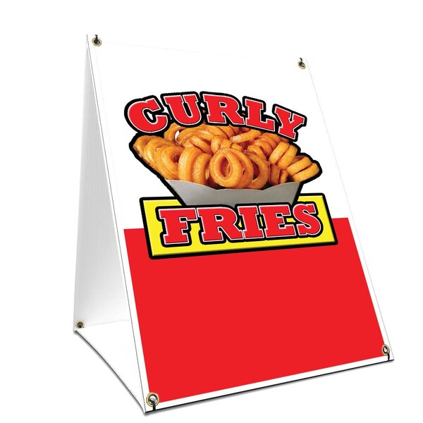 Signmission Curly Fries, 36 Inch x 24 Inch A-frame Yard Sign, Plastic Sign SBC-2436-Curly Fries - main
