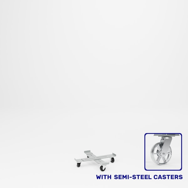 Pucel Adjustable Drum Dolly, Adjusts 23-1/2in to 36-1/2in, 4in Floor Clearance, Semi-Steel Casters, Gray AD-23-S - main