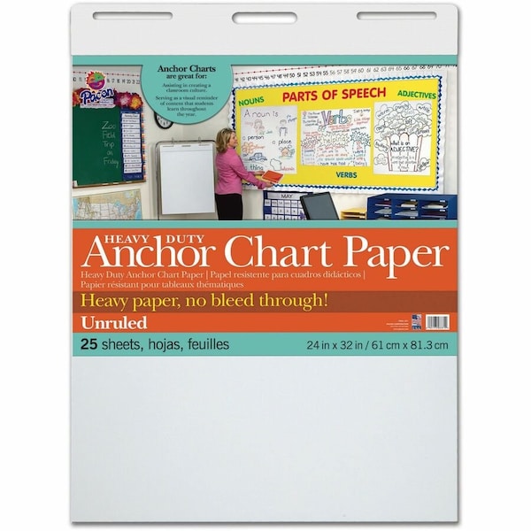 Pacon Heavy Duty Anchor Chart Paper, White, Unruled 24" x 32", 25 Sheets 3371 - main