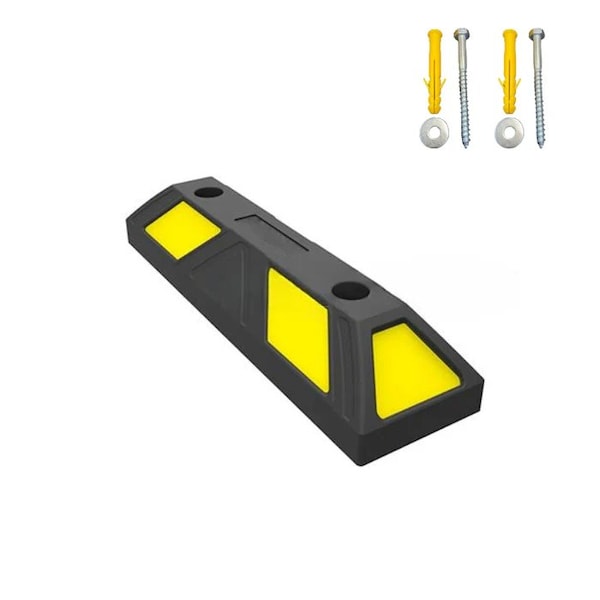 Traffic Kontrol Parking Curb Wheel Stop Kit With Bolts - 20inIN Long - Black With Yellow Stripes TK-PS-20-BKYW-KIT-B - main
